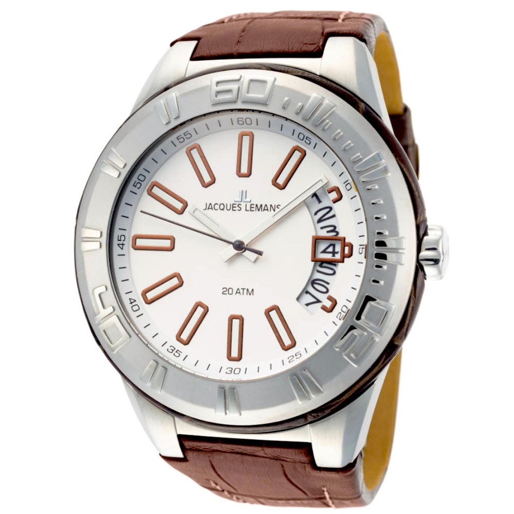 Jacques Lemans, Miami, Men's Watch, Stainless Steel Case, Leather